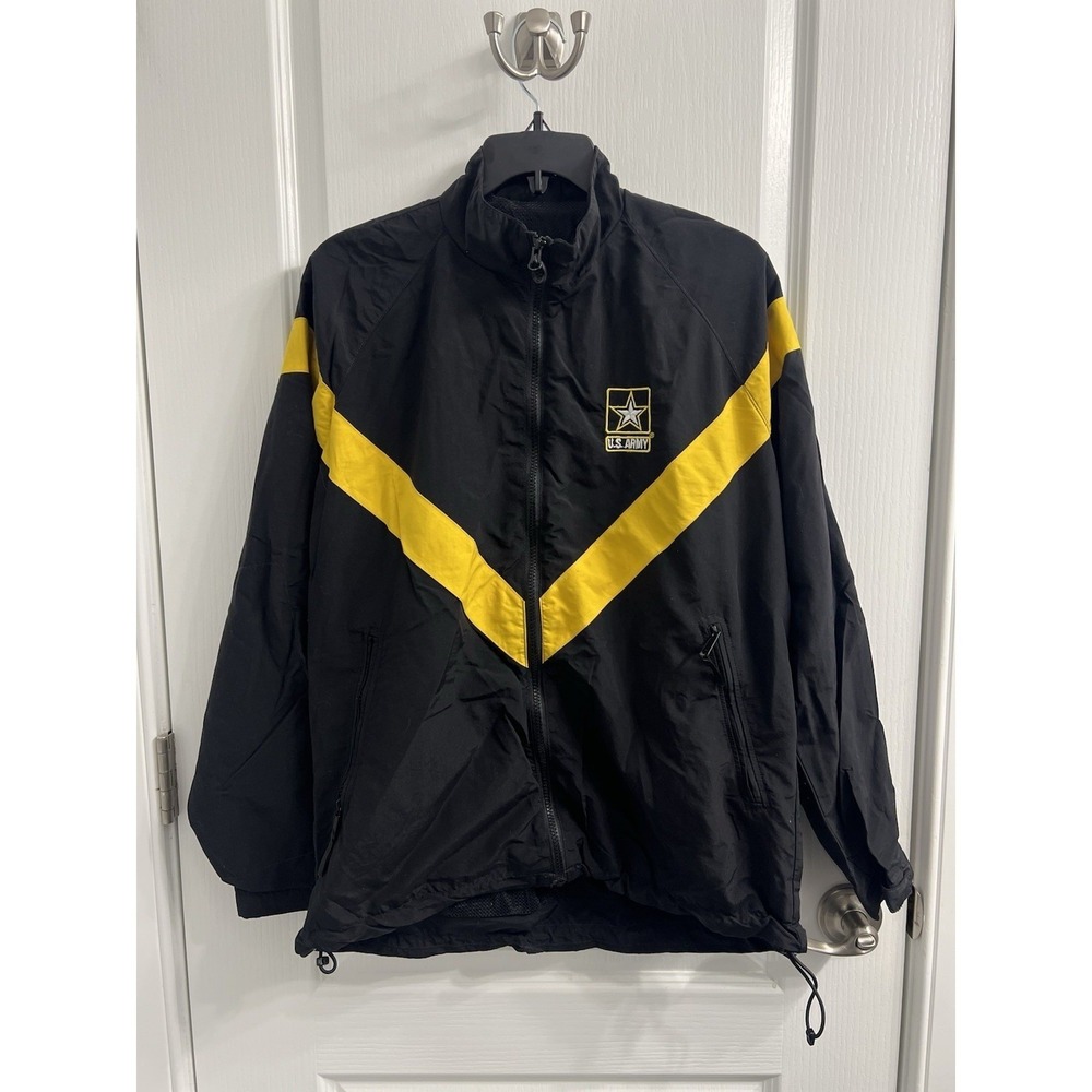 US Army APFU Jacket Female Medium Long Black Yellow Chevron Physical Fitness PFU